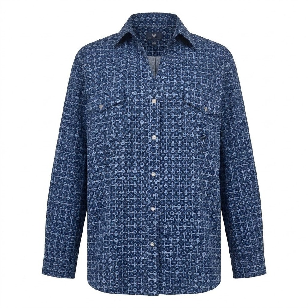 NEW‎ Roper Women's Plus 1X Blue Geometric Floral Pearl Snap Western Shirt